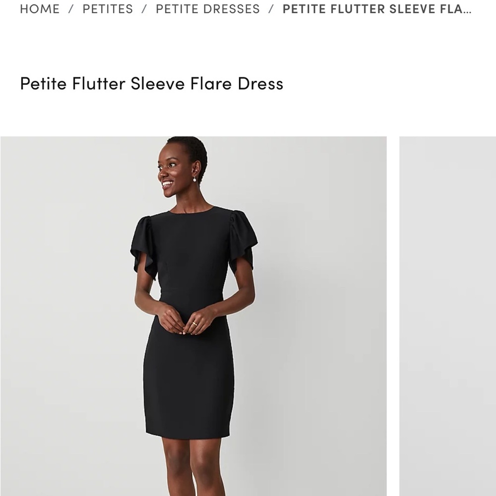 Ann Taylor Black Sheath Mini Dress with Flutter Sleeves